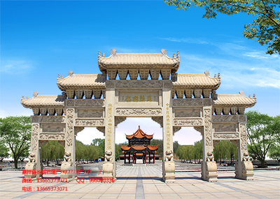 寺院牌坊制作-石雕山門牌樓圖片大全